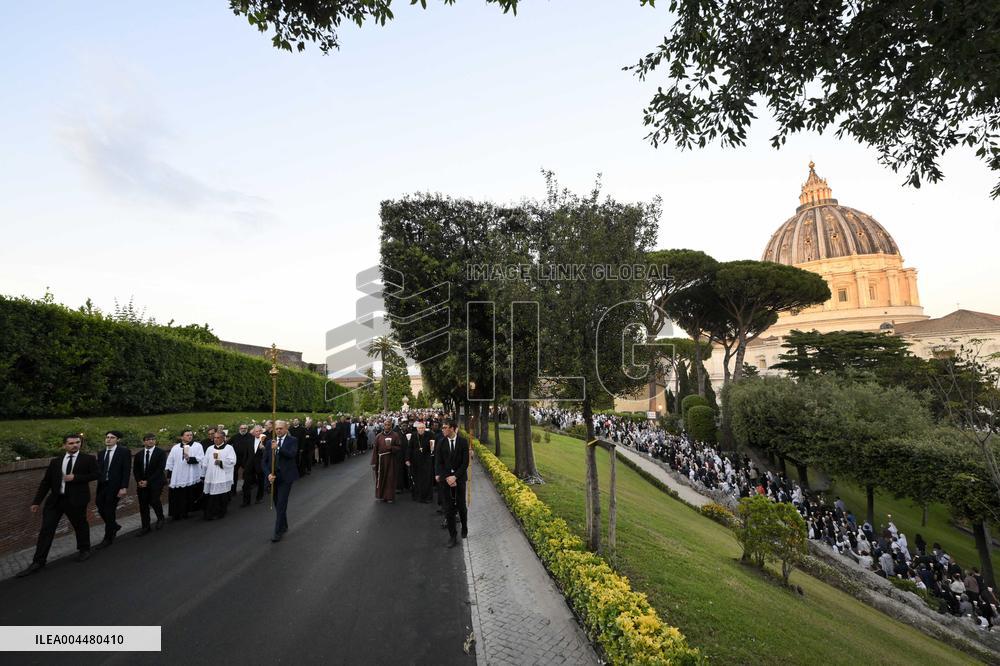 Pope Leo XIV at Rosary In The Vatican Gardens