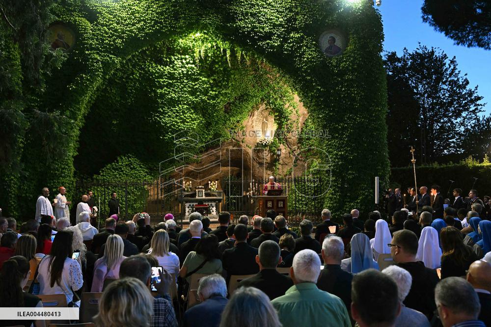 Pope Leo XIV at Rosary In The Vatican Gardens