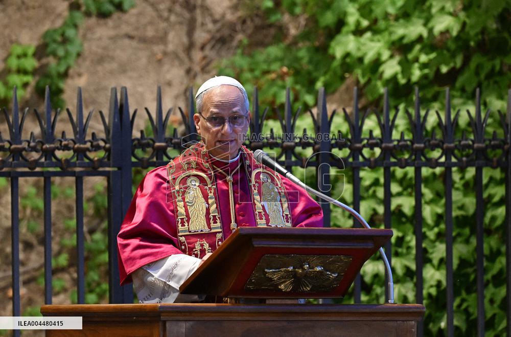 Pope Leo XIV at Rosary In The Vatican Gardens