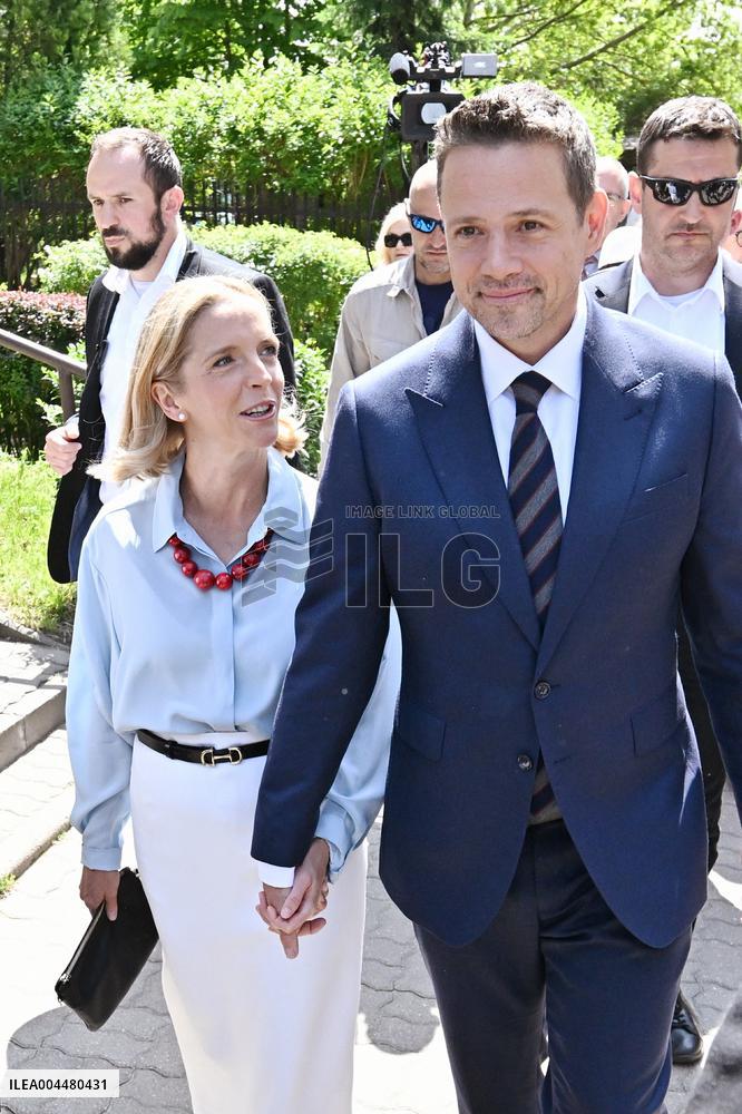 Polish Presidential Candidate Rafal Trzaskowski Votes - Warsaw