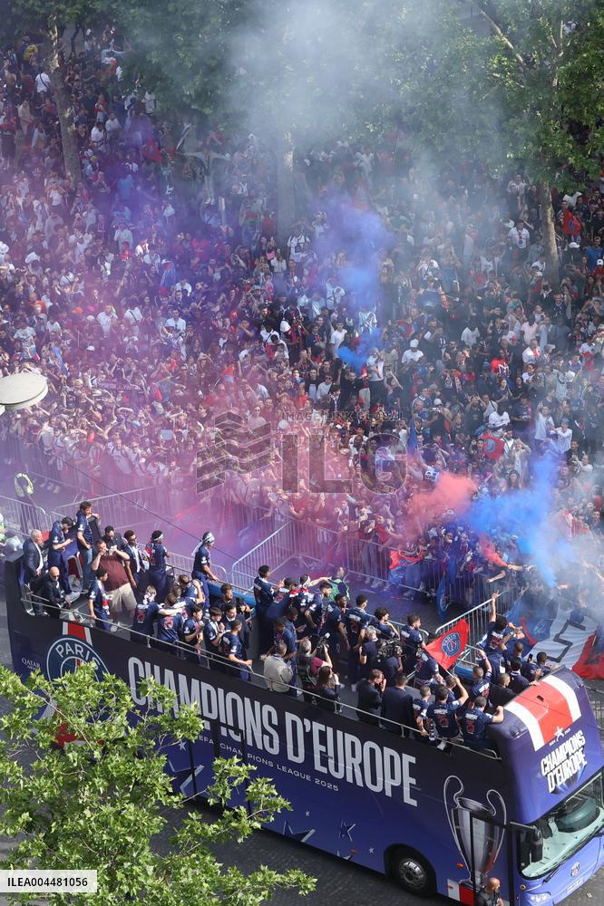 PSG parade on the Champs-Elysees avenue - Paris