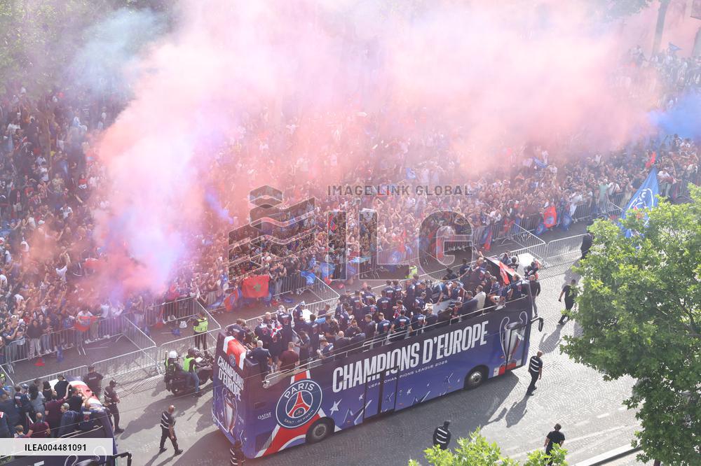 PSG parade on the Champs-Elysees avenue - Paris