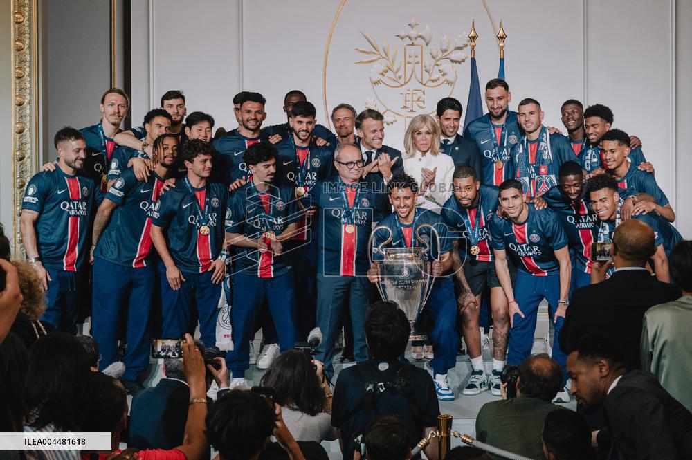 PSG team's players received at Elysee Palace - Paris