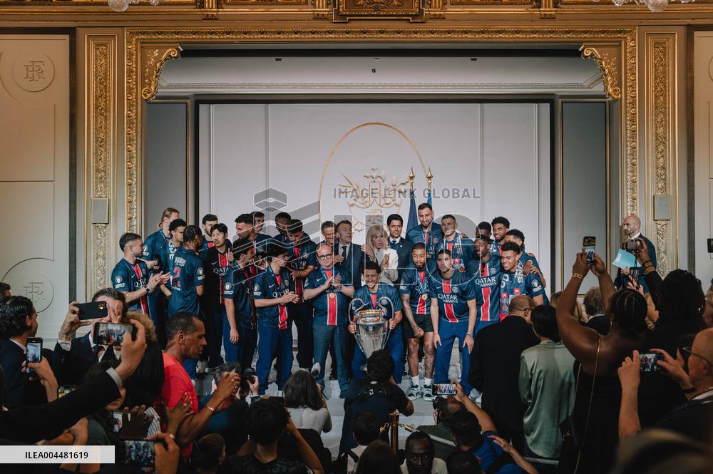 PSG team's players received at Elysee Palace - Paris