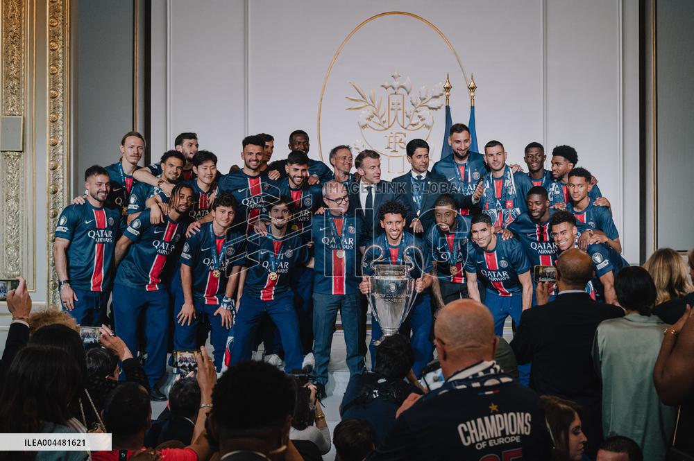 PSG team's players received at Elysee Palace - Paris