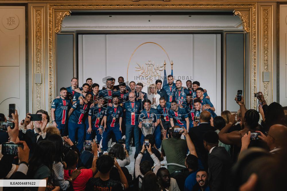 PSG team's players received at Elysee Palace - Paris