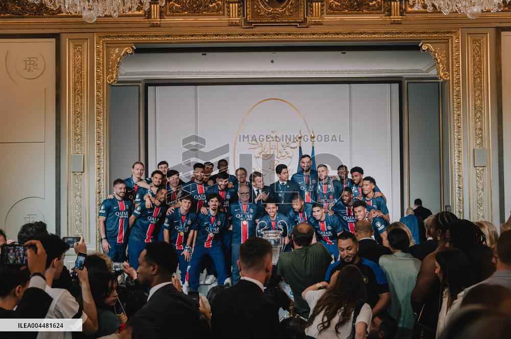 PSG team's players received at Elysee Palace - Paris