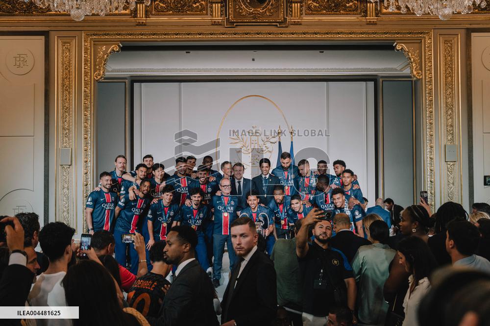 PSG team's players received at Elysee Palace - Paris