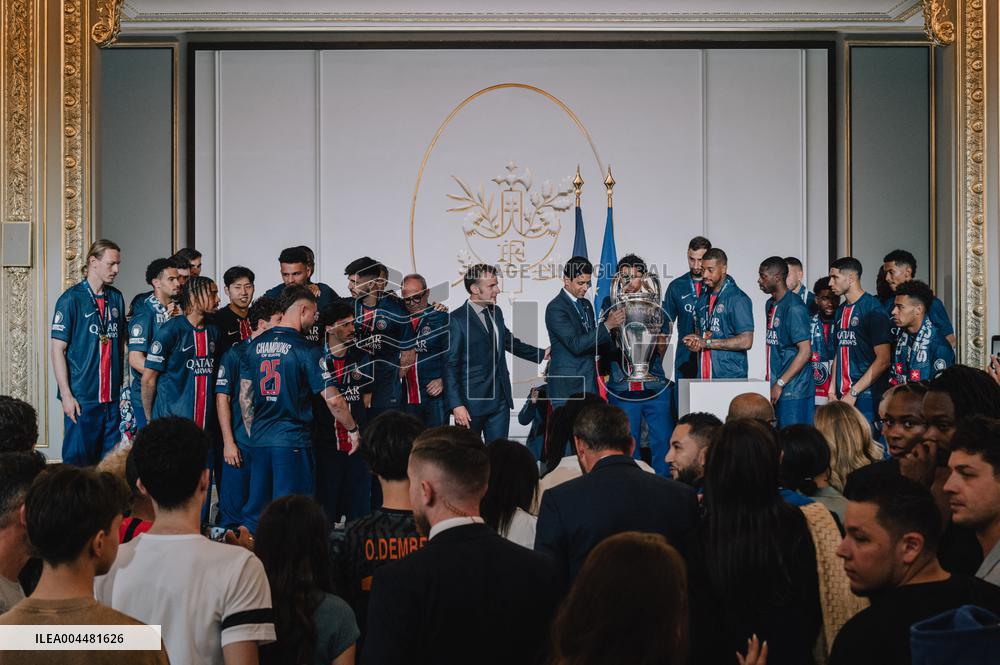 PSG team's players received at Elysee Palace - Paris