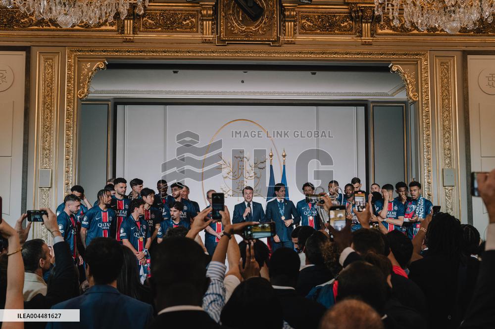 PSG team's players received at Elysee Palace - Paris