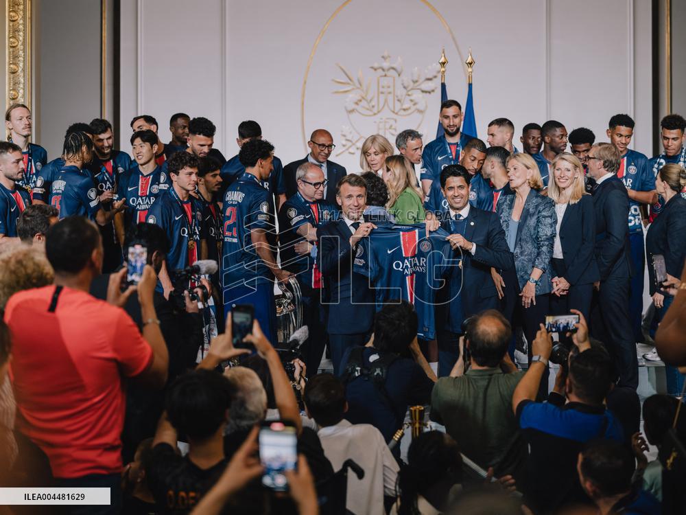 PSG team's players received at Elysee Palace - Paris