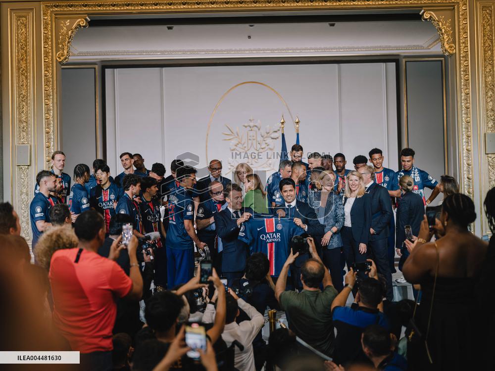 PSG team's players received at Elysee Palace - Paris