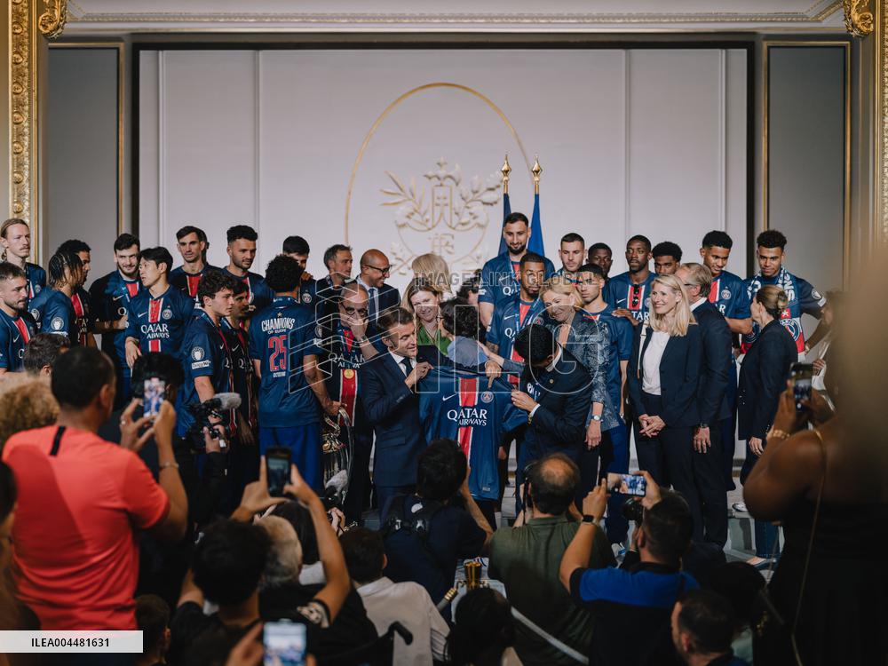PSG team's players received at Elysee Palace - Paris