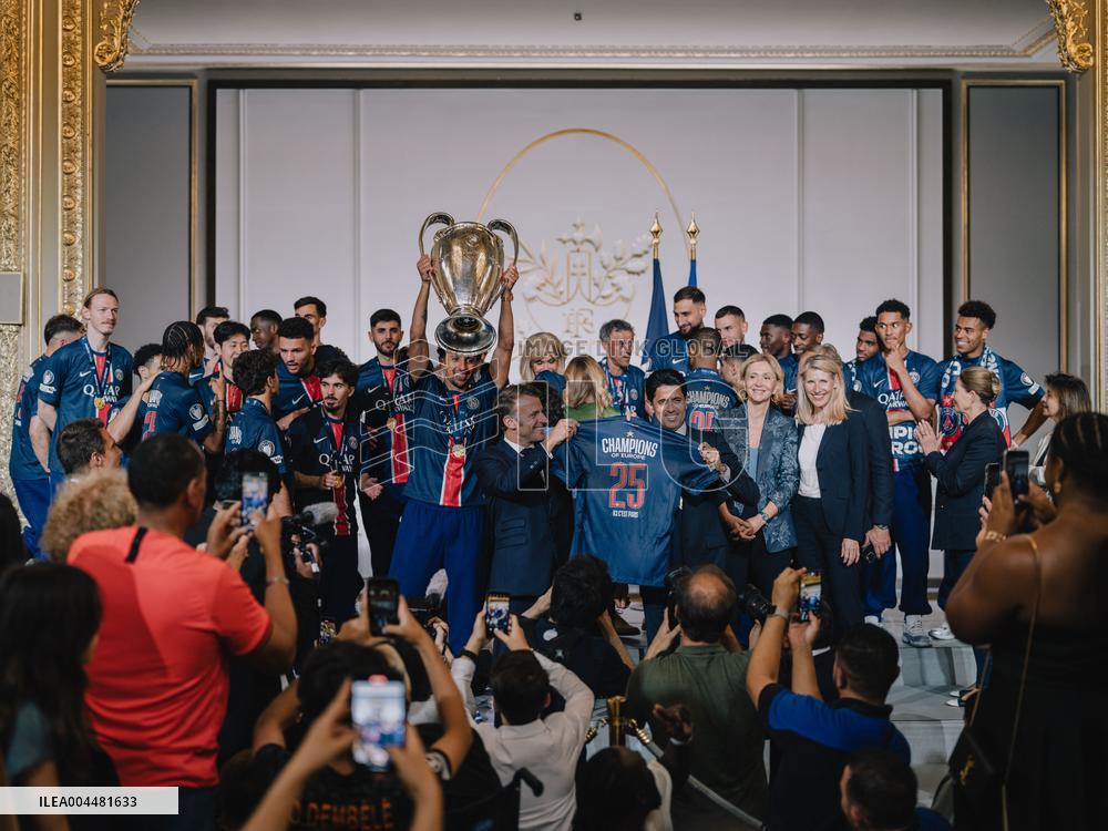 PSG team's players received at Elysee Palace - Paris