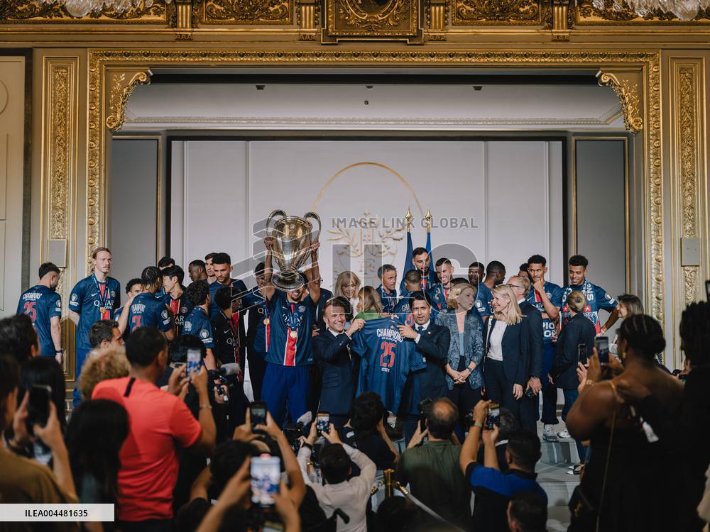 PSG team's players received at Elysee Palace - Paris