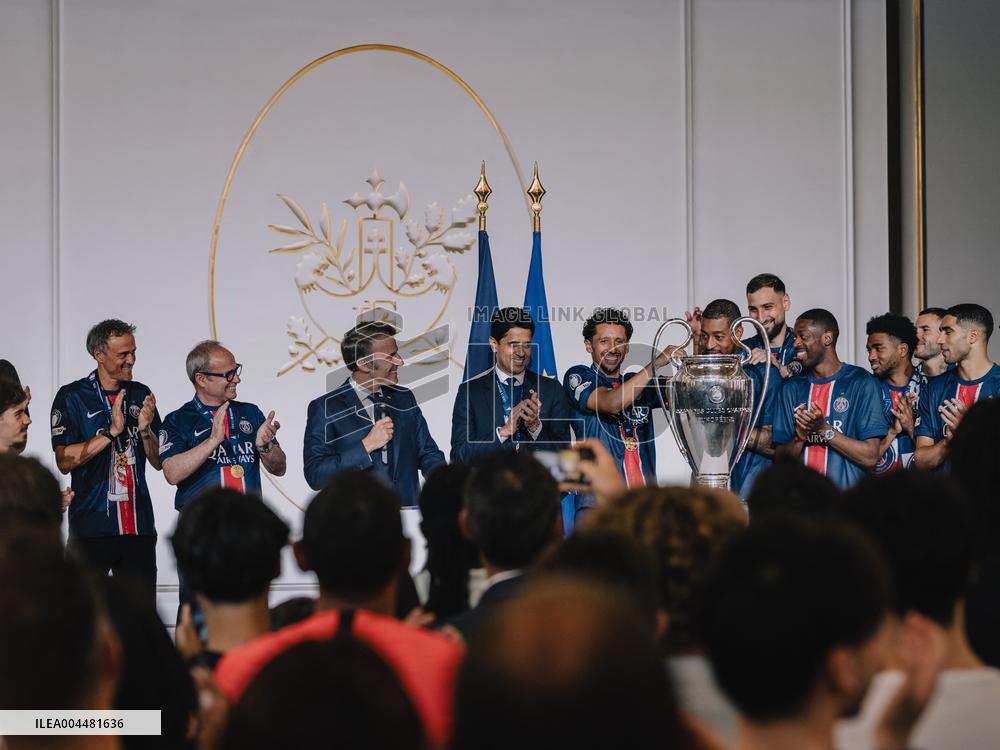 PSG team's players received at Elysee Palace - Paris