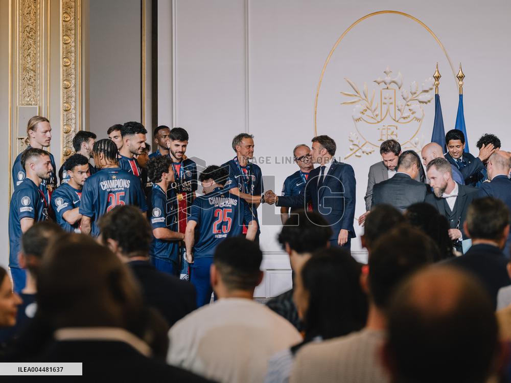 PSG team's players received at Elysee Palace - Paris