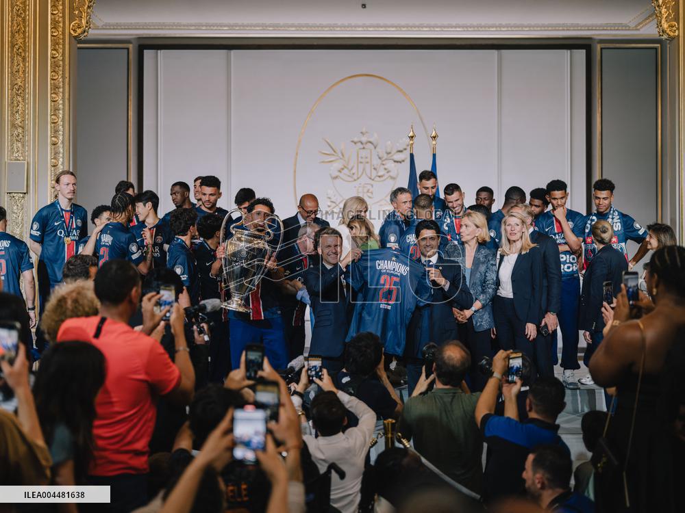 PSG team's players received at Elysee Palace - Paris
