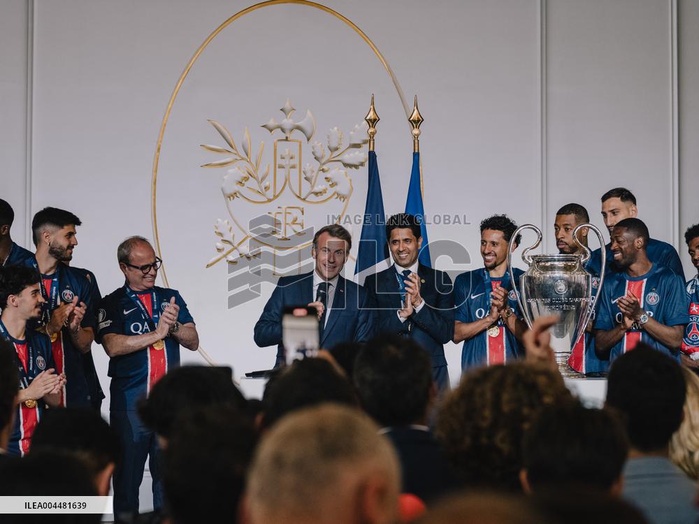 PSG team's players received at Elysee Palace - Paris