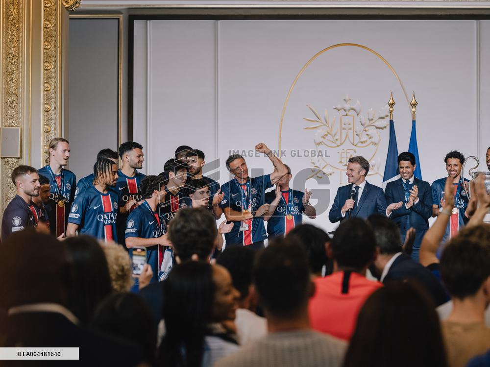 PSG team's players received at Elysee Palace - Paris