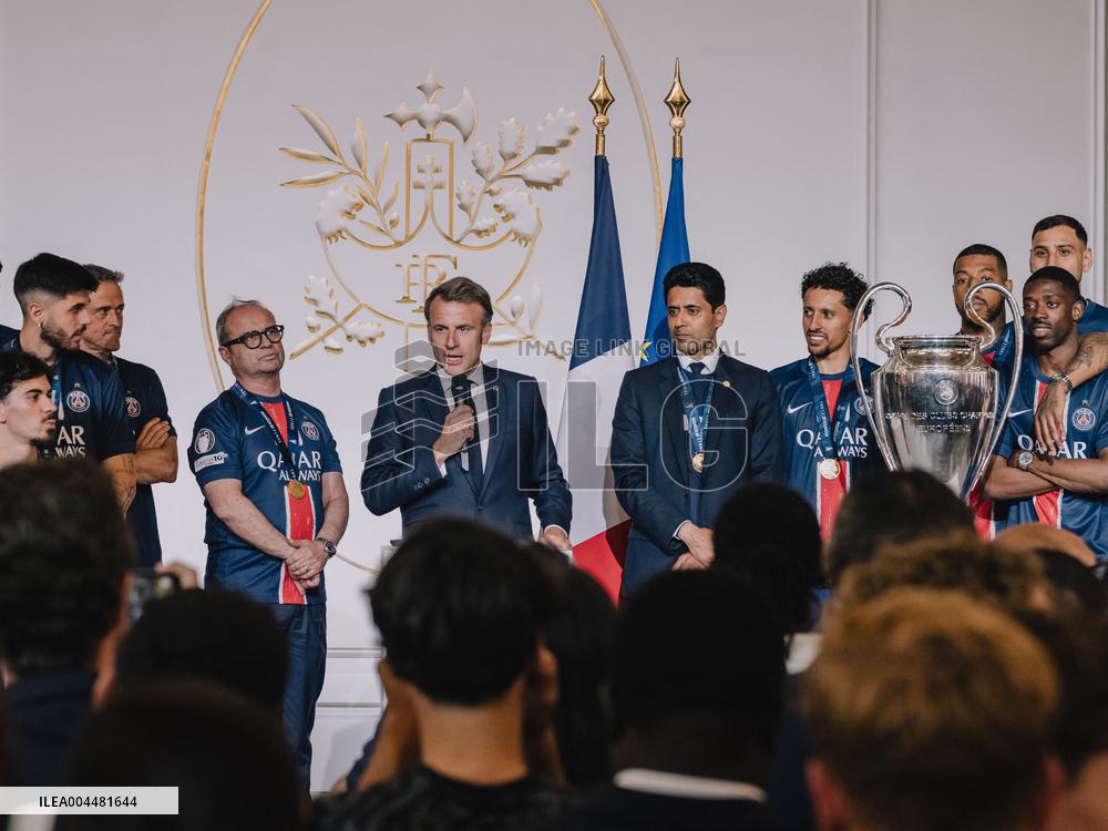 PSG team's players received at Elysee Palace - Paris
