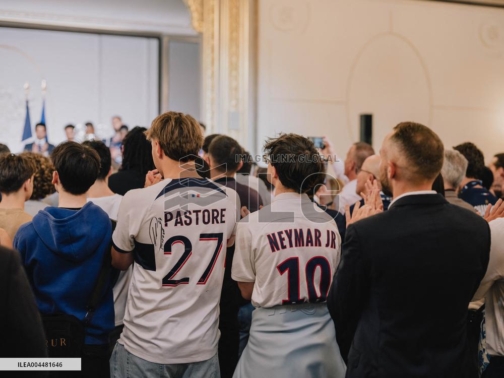 PSG team's players received at Elysee Palace - Paris