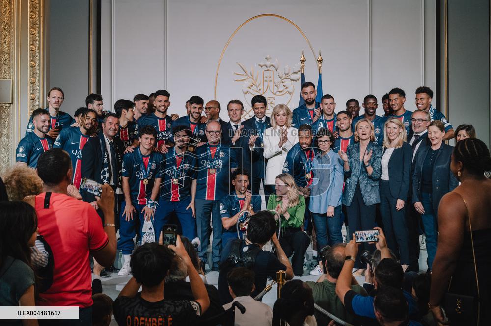 PSG team's players received at Elysee Palace - Paris