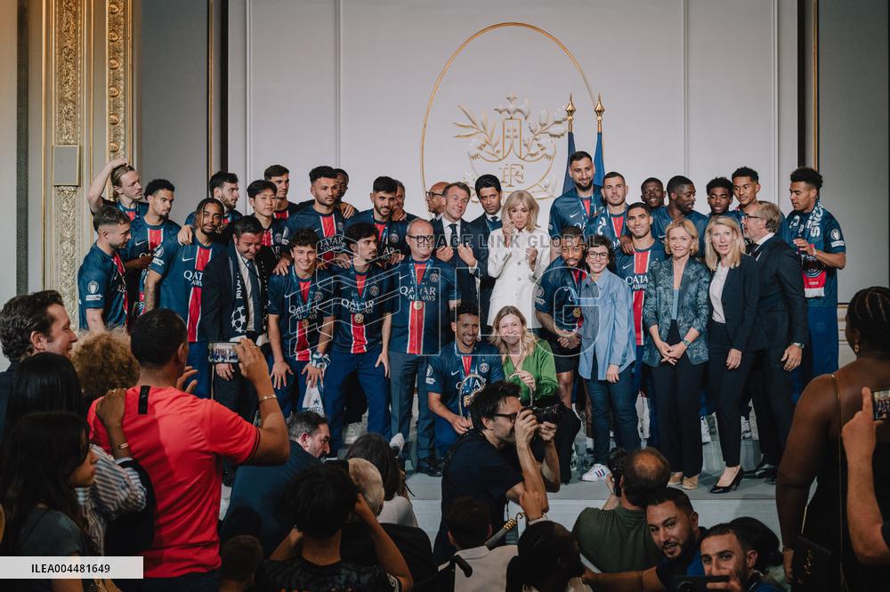 PSG team's players received at Elysee Palace - Paris
