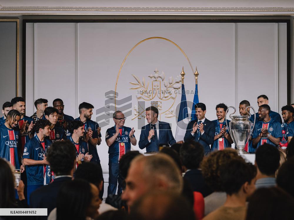 PSG team's players received at Elysee Palace - Paris