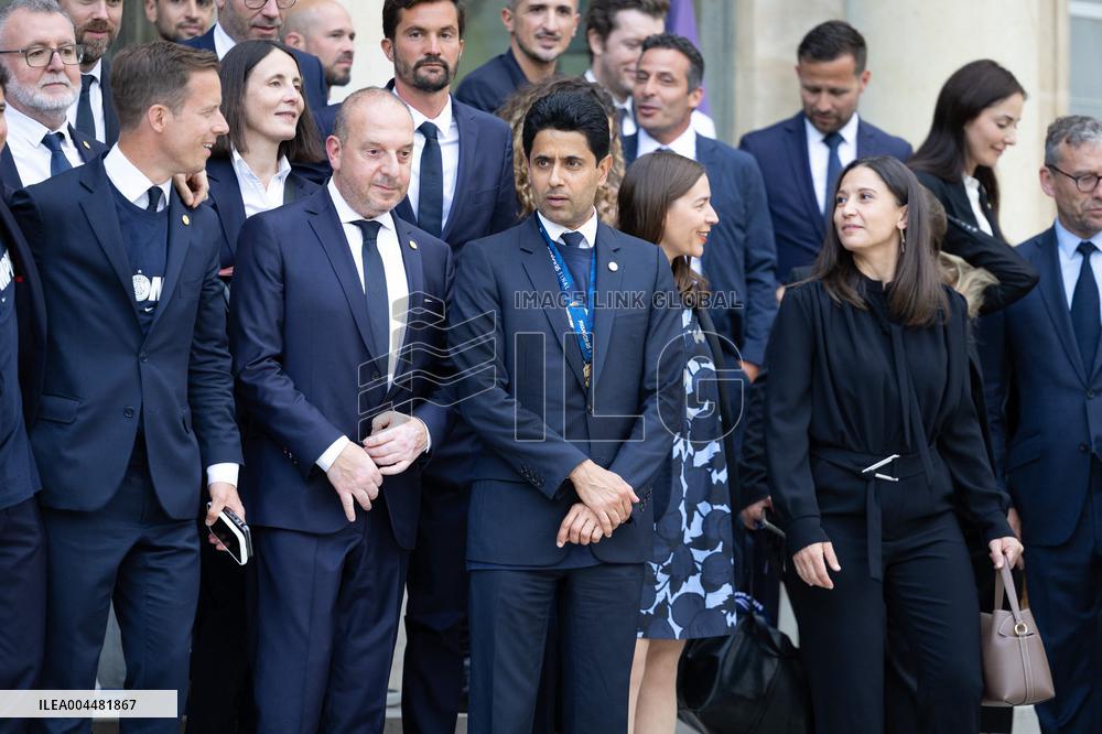 Ceremony at the Elysee for 2025 PSG UEFA Victory - Paris