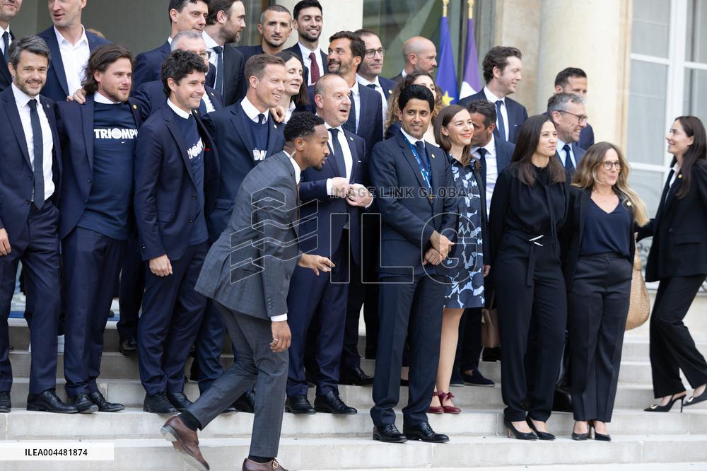 Ceremony at the Elysee for 2025 PSG UEFA Victory - Paris