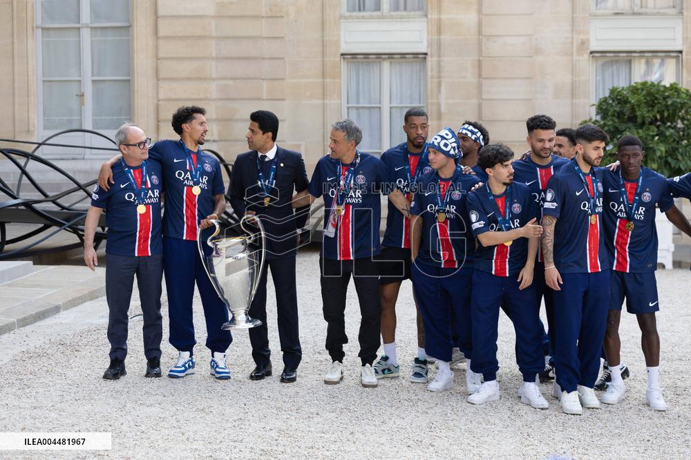 Ceremony at the Elysee for 2025 PSG UEFA Victory - Paris