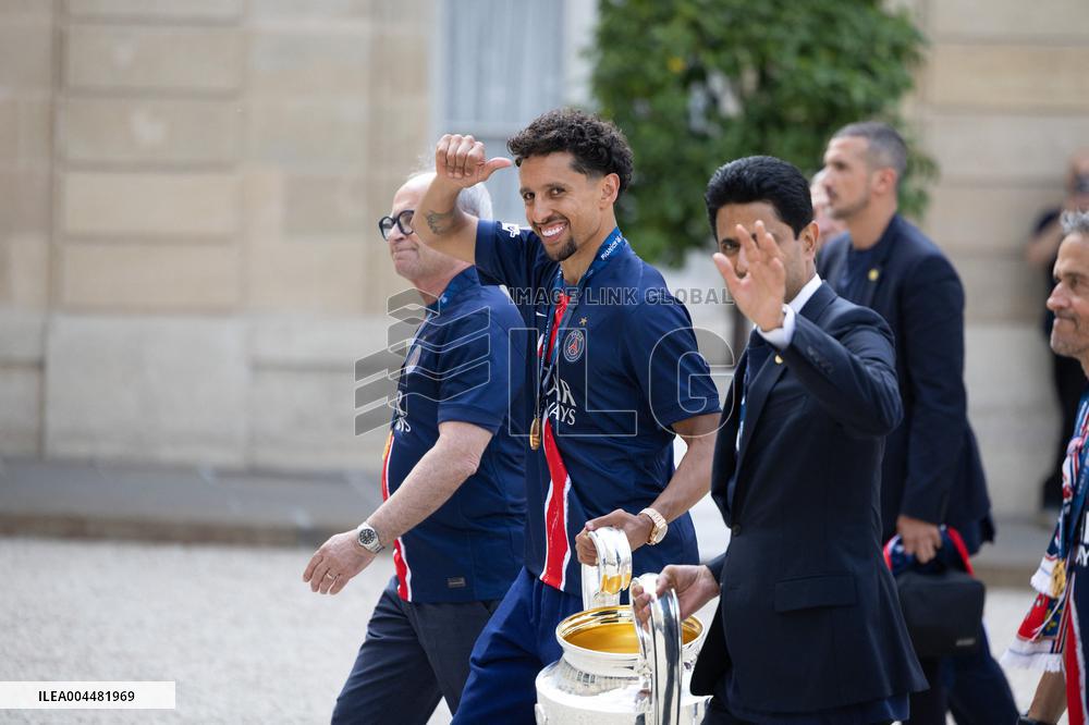 Ceremony at the Elysee for 2025 PSG UEFA Victory - Paris