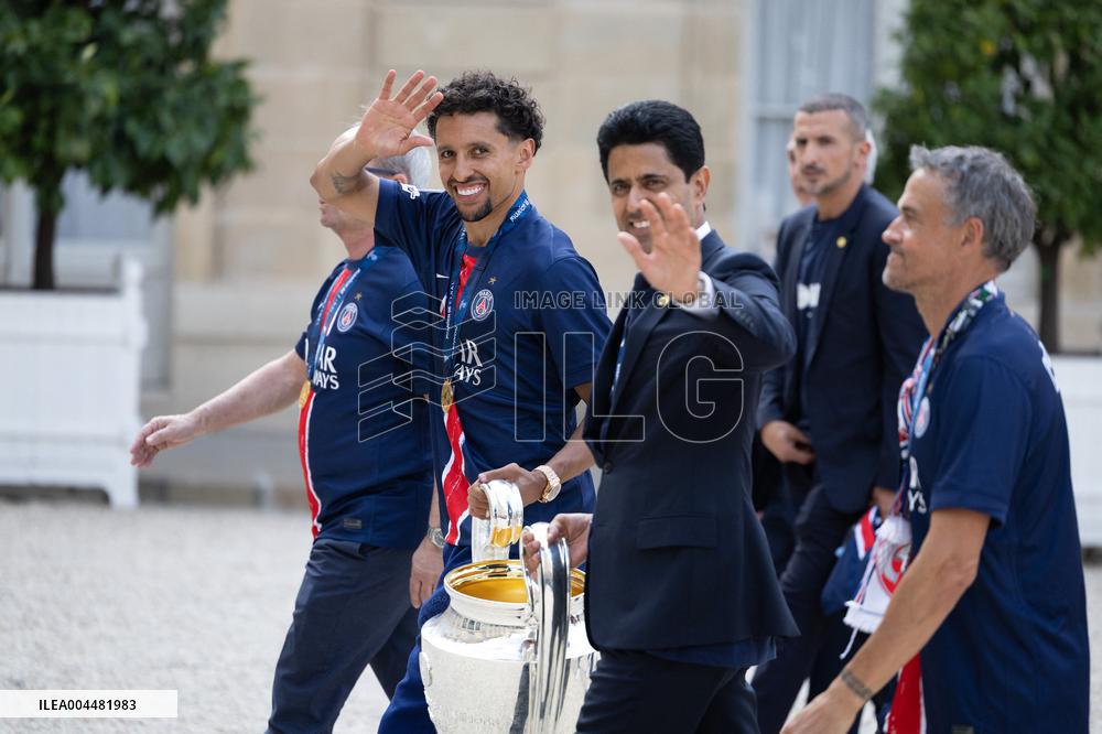 Ceremony at the Elysee for 2025 PSG UEFA Victory - Paris