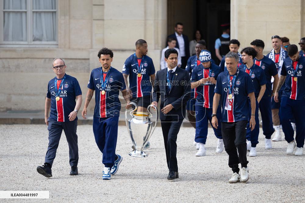 Ceremony at the Elysee for 2025 PSG UEFA Victory - Paris