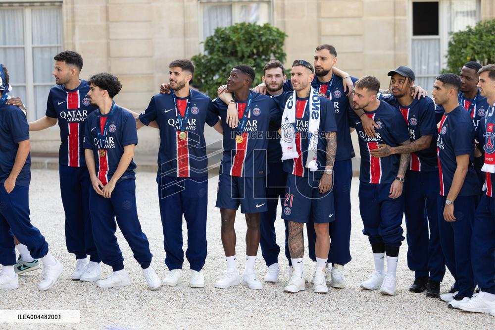 Ceremony at the Elysee for 2025 PSG UEFA Victory - Paris