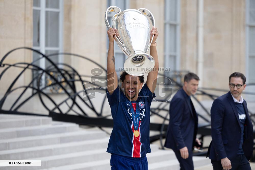 Ceremony at the Elysee for 2025 PSG UEFA Victory - Paris