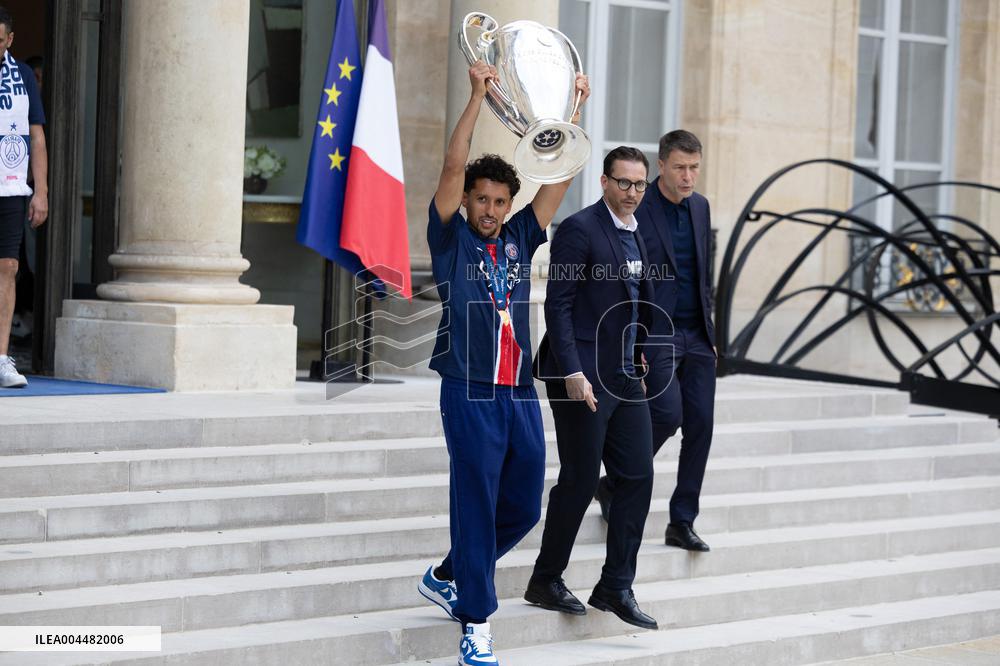 Ceremony at the Elysee for 2025 PSG UEFA Victory - Paris