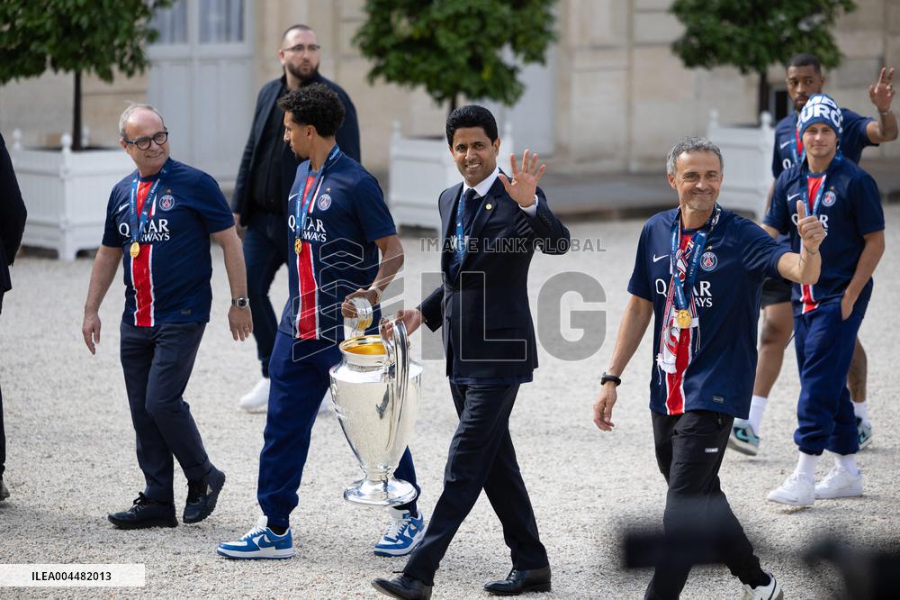 Ceremony at the Elysee for 2025 PSG UEFA Victory - Paris
