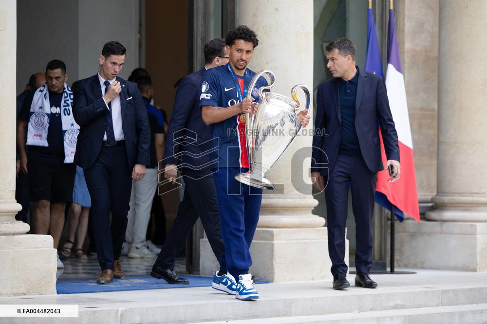 Ceremony at the Elysee for 2025 PSG UEFA Victory - Paris