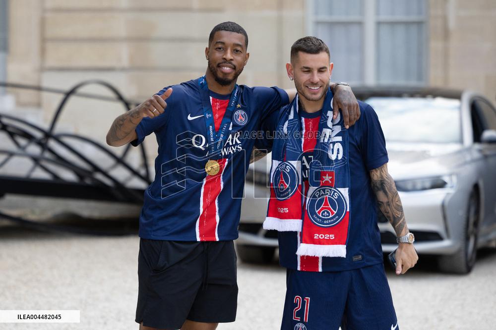 Ceremony at the Elysee for 2025 PSG UEFA Victory - Paris