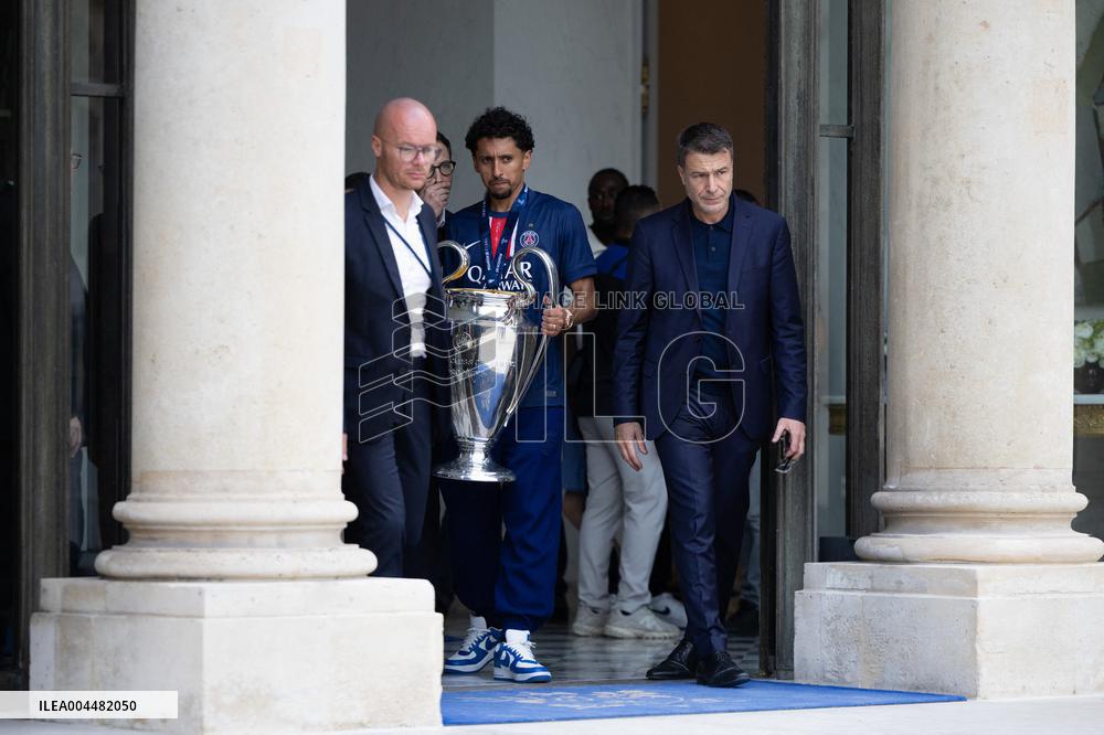 Ceremony at the Elysee for 2025 PSG UEFA Victory - Paris