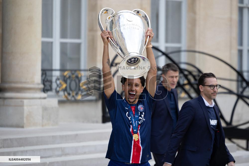 Ceremony at the Elysee for 2025 PSG UEFA Victory - Paris