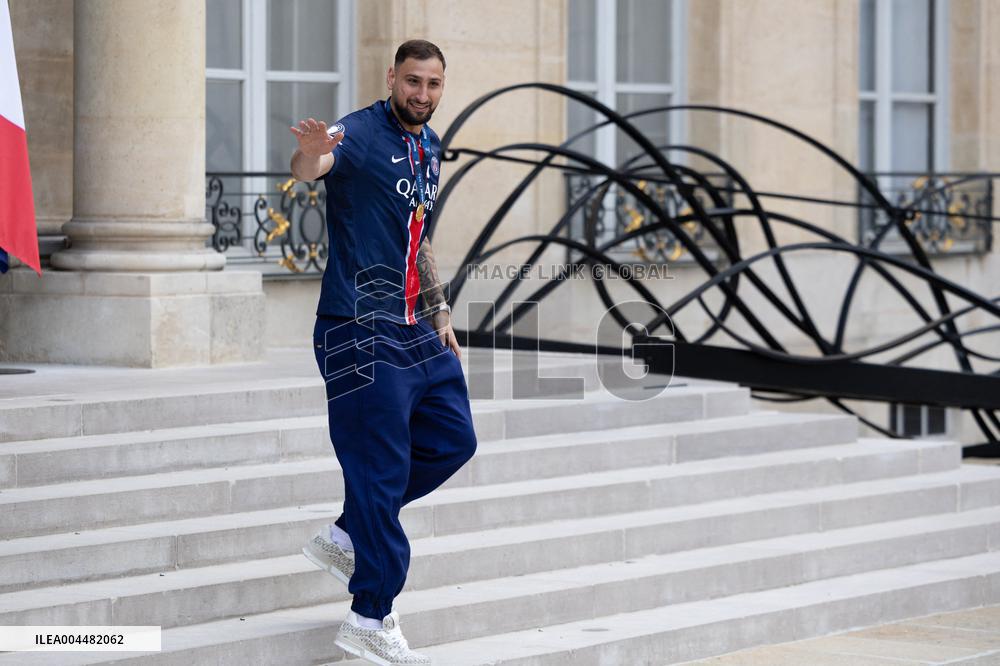 Ceremony at the Elysee for 2025 PSG UEFA Victory - Paris