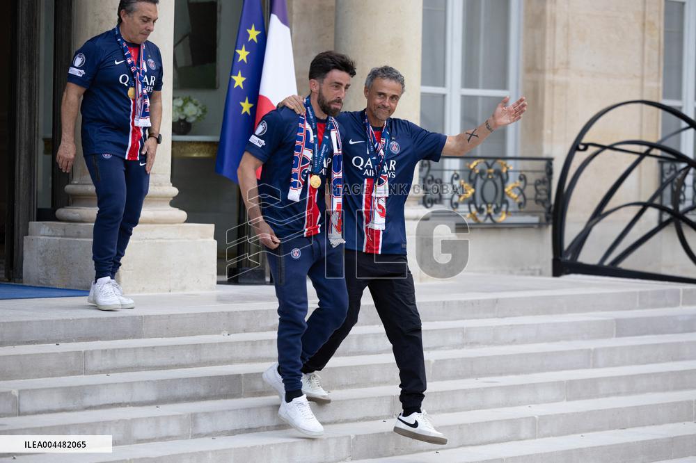 Ceremony at the Elysee for 2025 PSG UEFA Victory - Paris