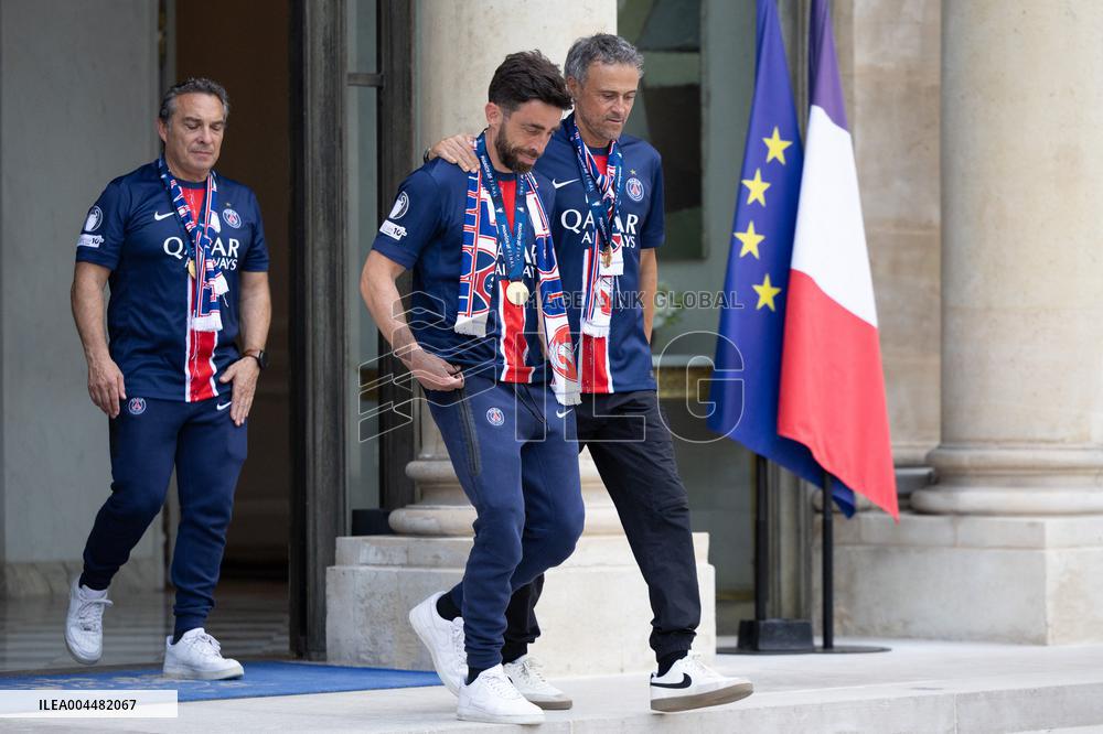 Ceremony at the Elysee for 2025 PSG UEFA Victory - Paris