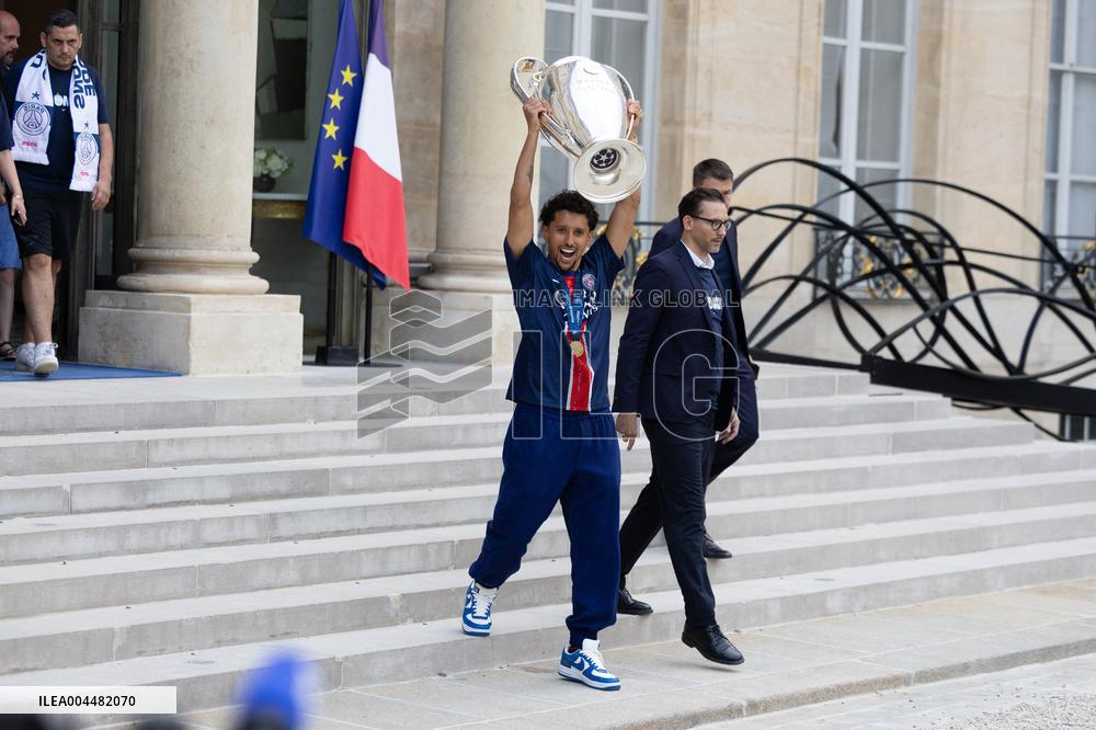 Ceremony at the Elysee for 2025 PSG UEFA Victory - Paris