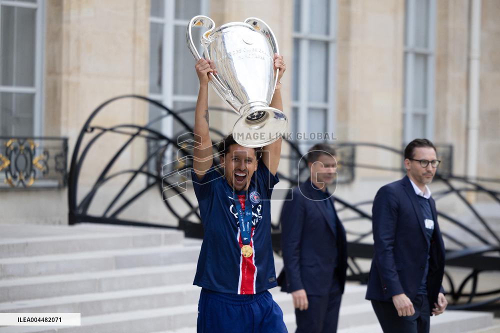 Ceremony at the Elysee for 2025 PSG UEFA Victory - Paris