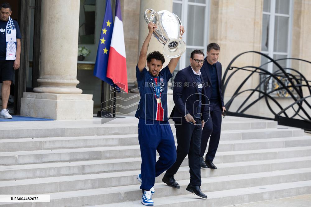 Ceremony at the Elysee for 2025 PSG UEFA Victory - Paris