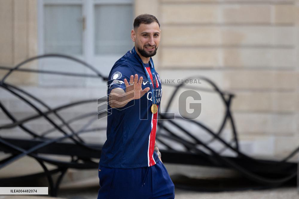 Ceremony at the Elysee for 2025 PSG UEFA Victory - Paris